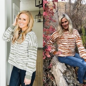 NEW Zebra Sweater Olive and Camel Colors!